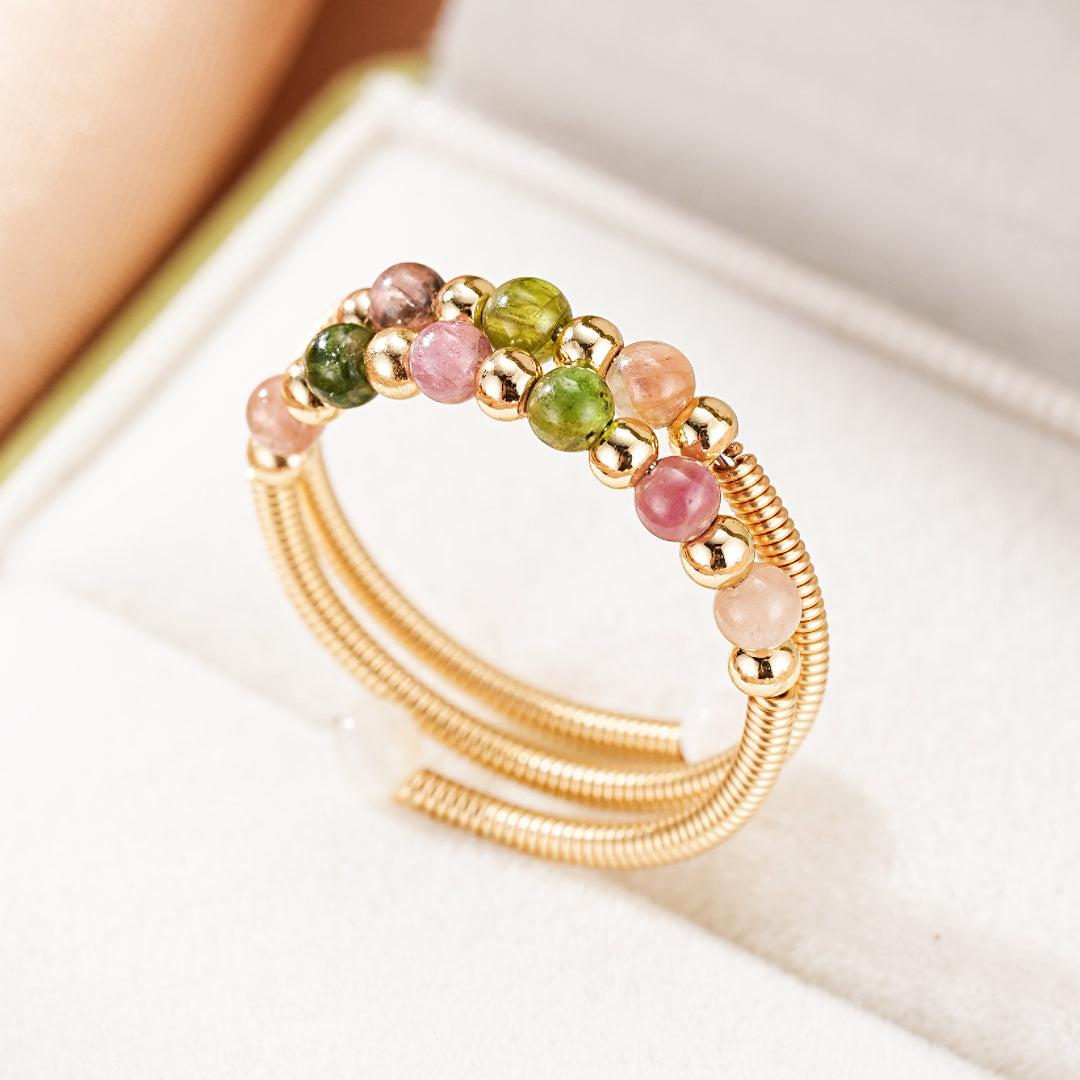 Bague Tourmaline – Harmonie d’Éclats, Argent Plaqué Or 14K
