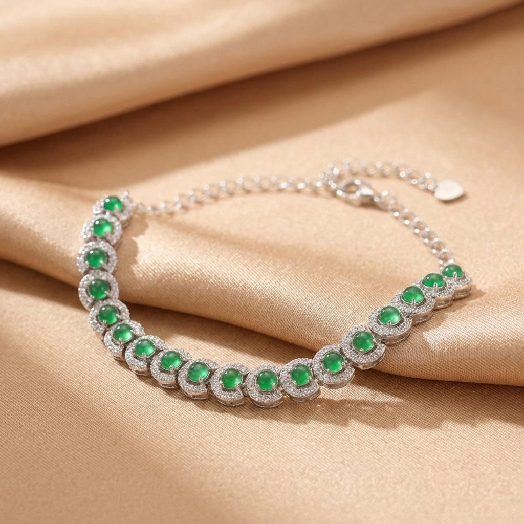 Bracelet Jadeïte – Jardin de Minuit, Argent