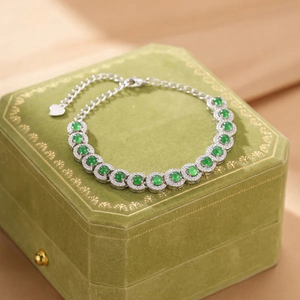 Bracelet Jadeïte – Jardin de Minuit, Argent