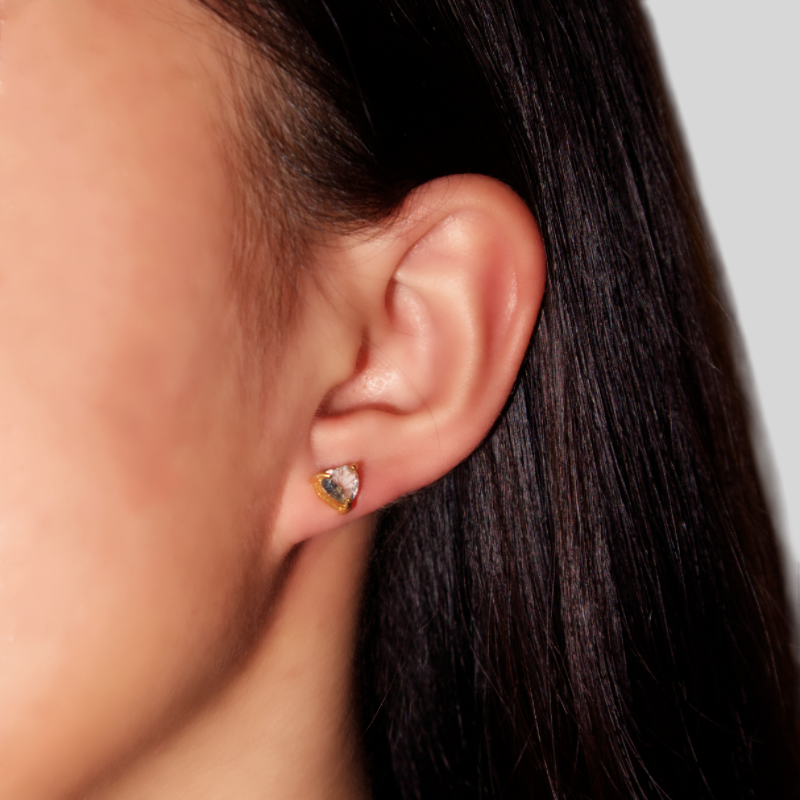 Clous d'oreille Aigue marine – Cœur Serein, Argent Plaqué Or