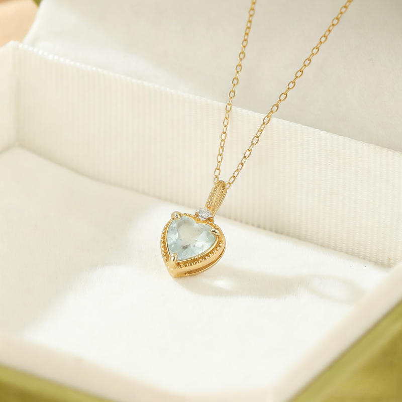Collier Aigue marine – Amour Céleste, Argent Plaqué Or