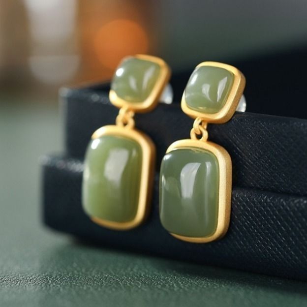 Boucles d'oreille 'Pureté' en Jade Moment Ici