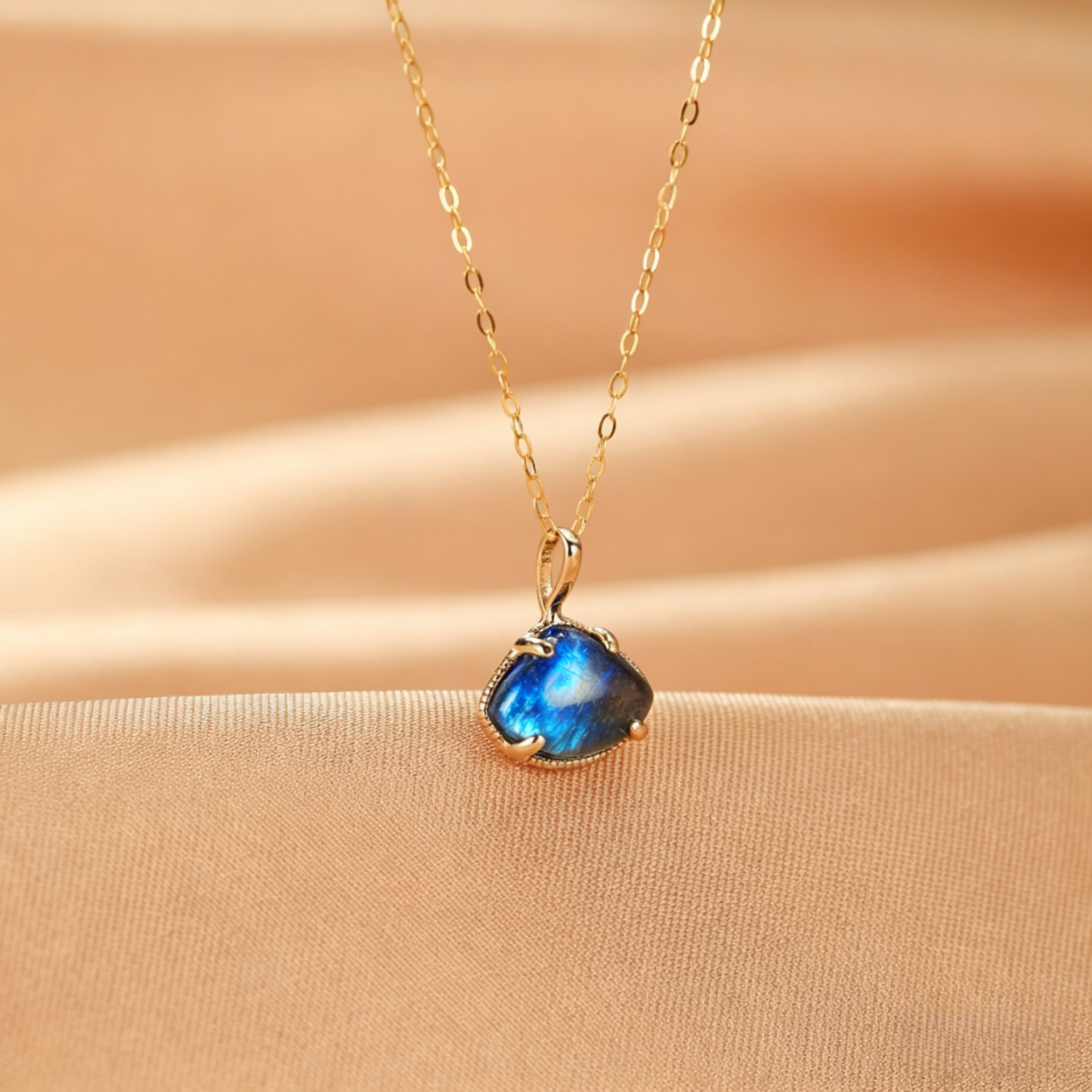 Collier Labradorite – Éclat Charmant, Argent Plaqué Or