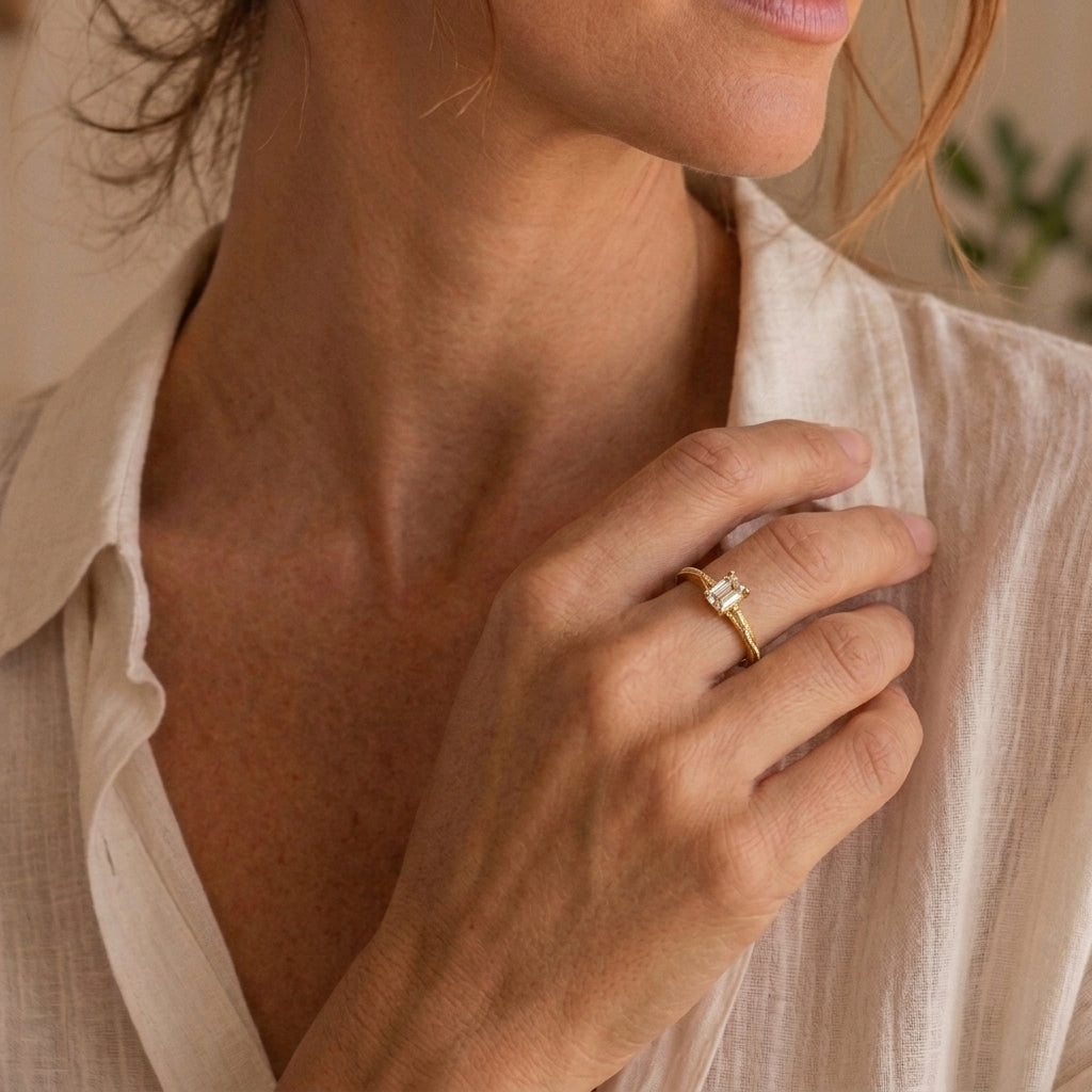 Bague Citrine – Murmure Doré, Argent Plaqué Or