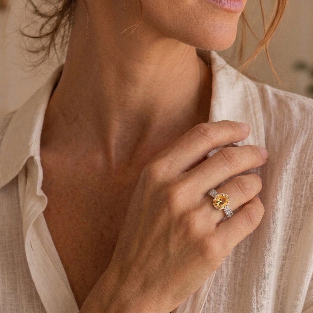 Bague Citrine – Caresse Solaire, Argent