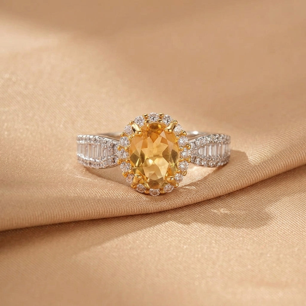Bague Citrine – Caresse Solaire, Argent
