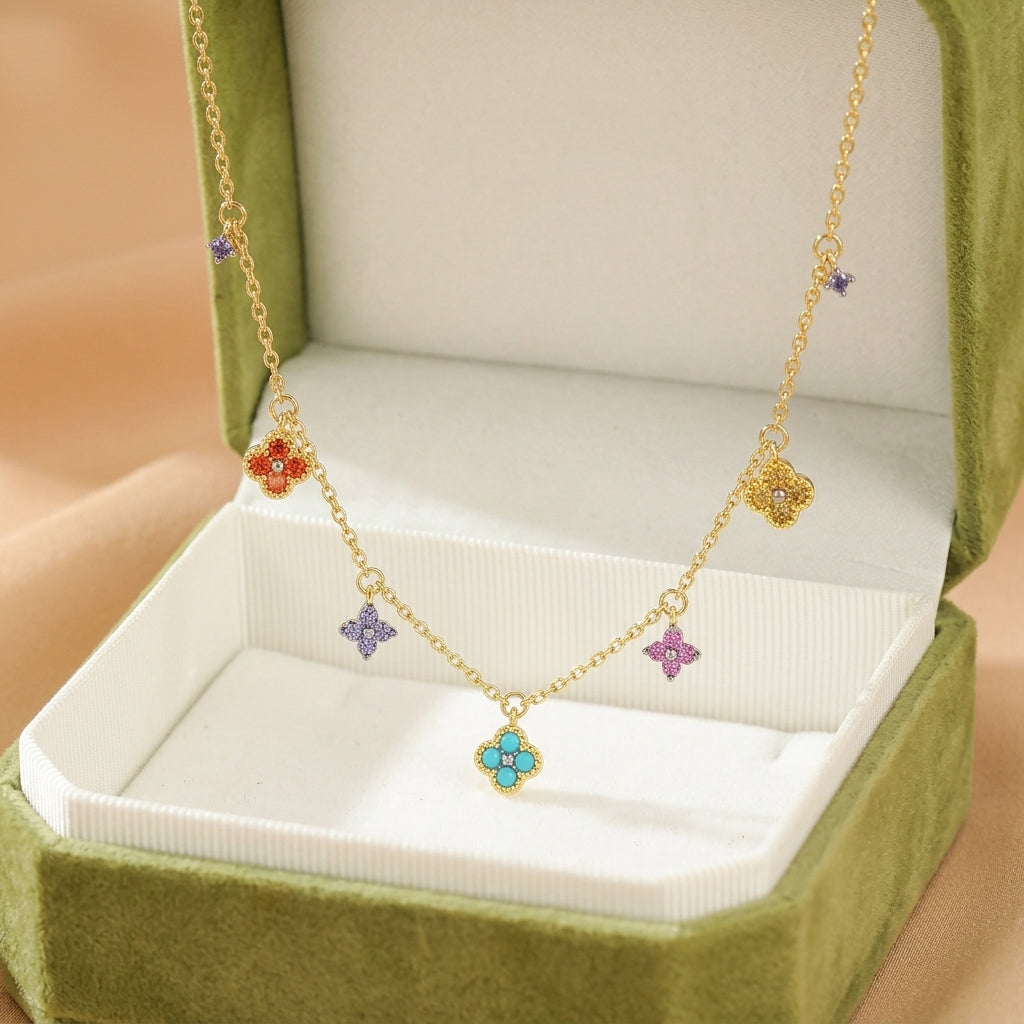 Collier Turquoise – Source du Ciel, Argent Plaqué Or