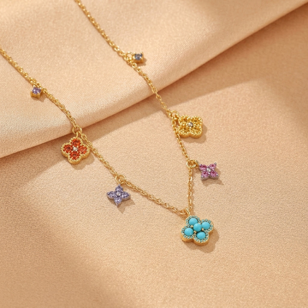 Collier Turquoise – Source du Ciel, Argent Plaqué Or