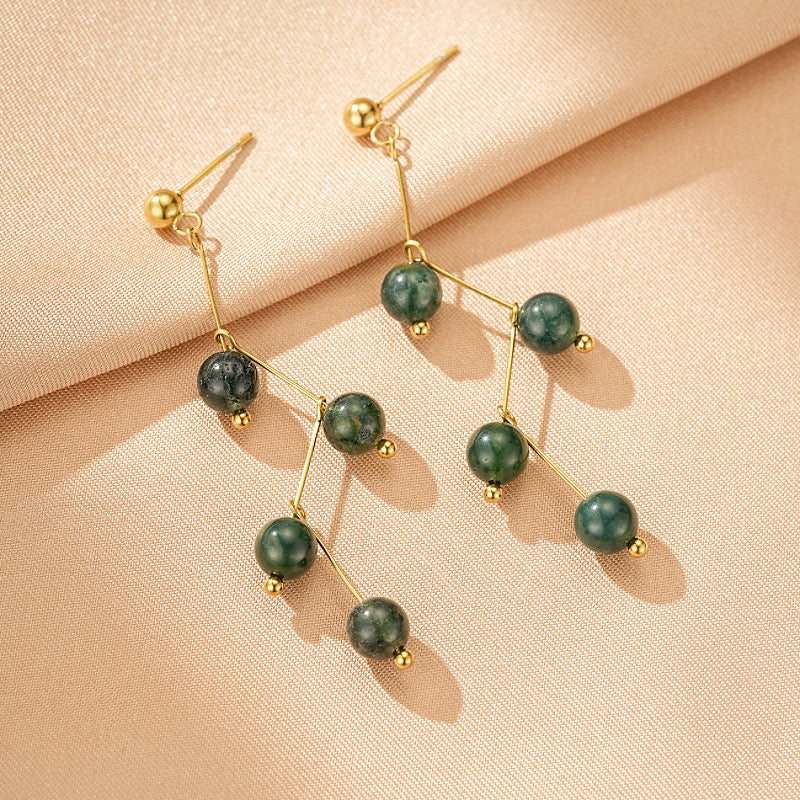 Boucles d'Oreilles Agate Verte – Danse Végétale