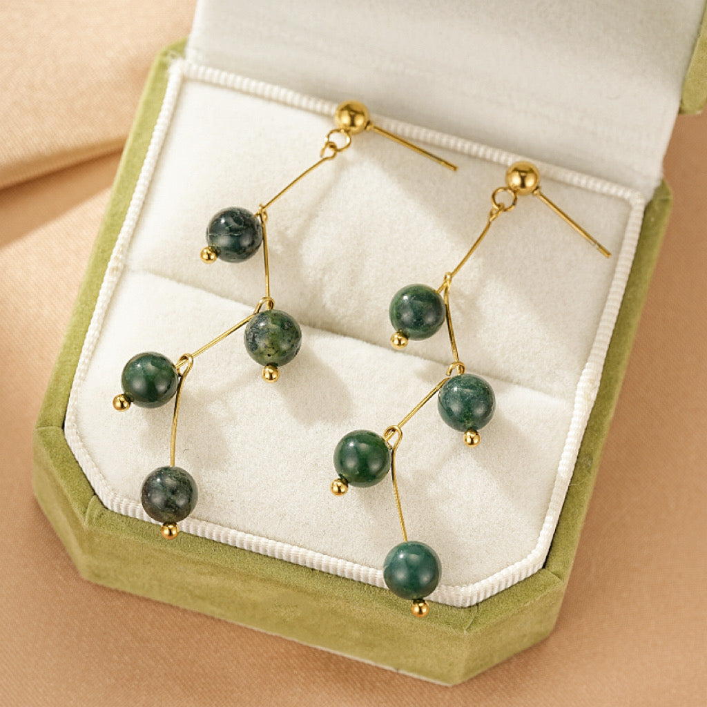 Boucles d'Oreilles Agate Verte – Danse Végétale