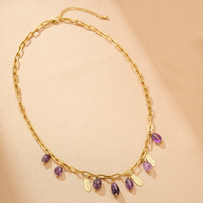 Collier Améthyste et Aventurine – Rayonnement Naturel