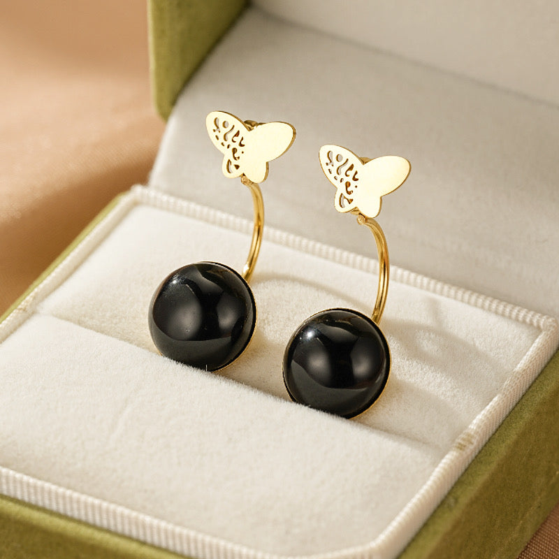 Obsidian Earrings – Butterfly Shimmer