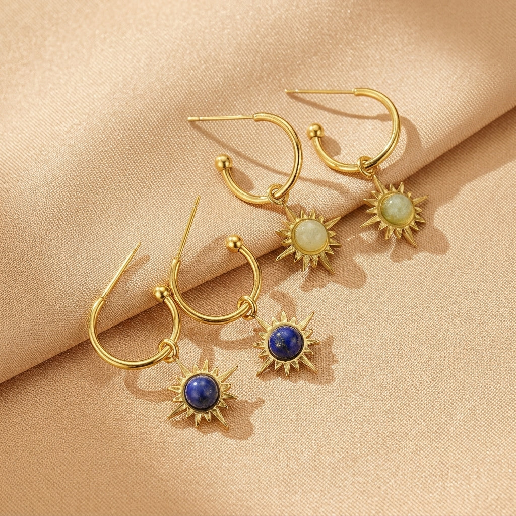 Boucles d'Oreilles Aventurine / Lapis Lazuli – Clarté Céleste