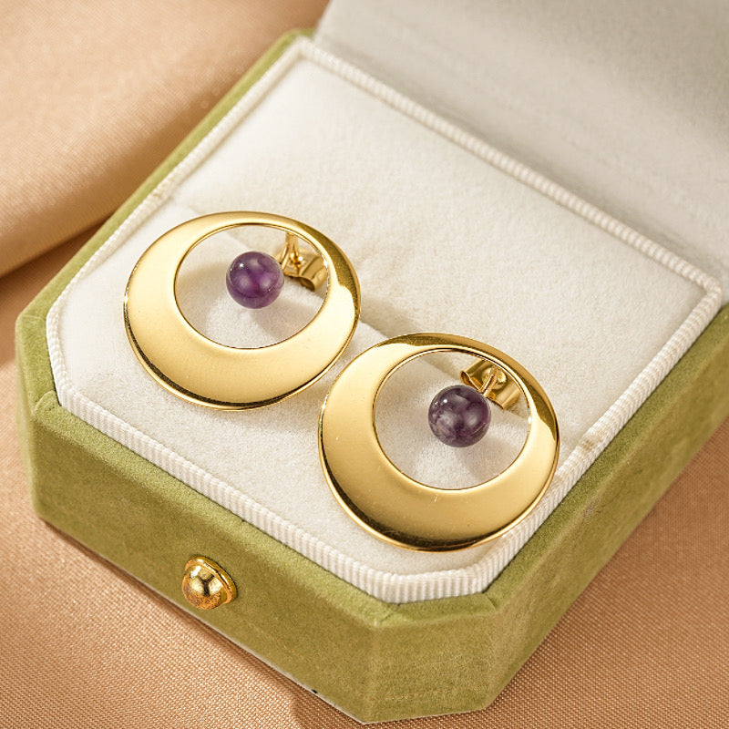 Amethyst and Obsidian Earrings – Lunar Royalty