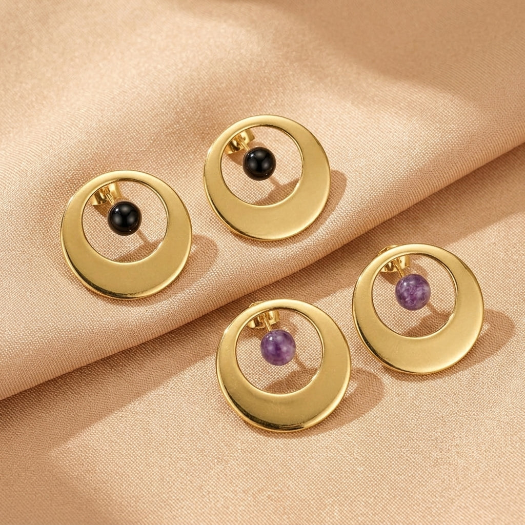 Amethyst and Obsidian Earrings – Lunar Royalty