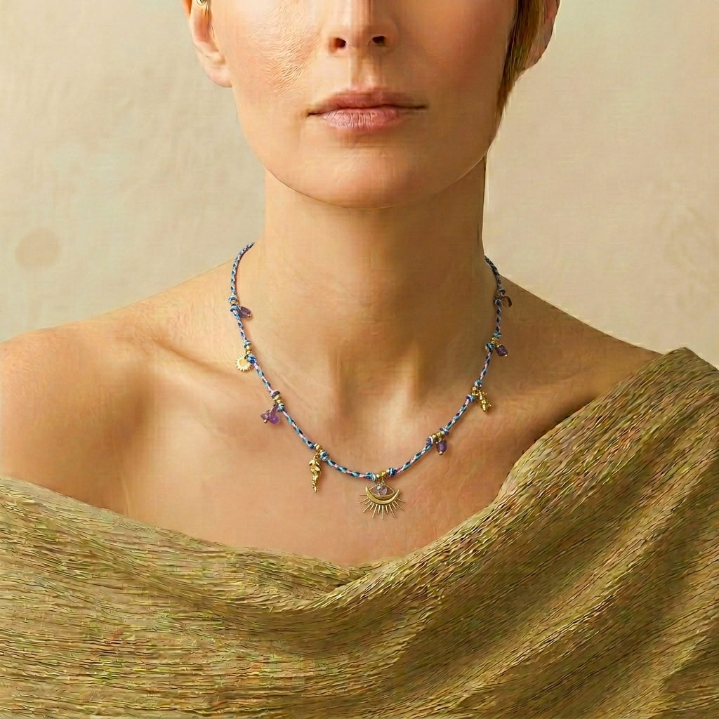 Amethyst and Tourmaline Necklace – Protective Gaze