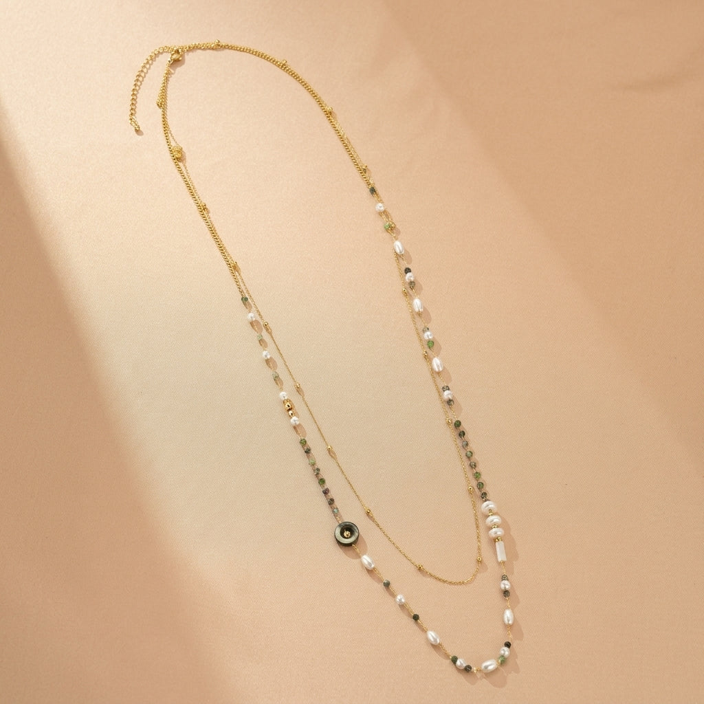 Collier Tourmaline et Perle – Fraîcheur Naturelle