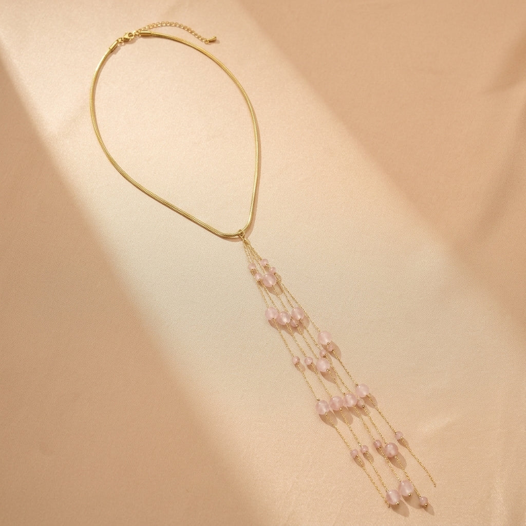 Collier Quartz Rose – Cascade Lumineuse