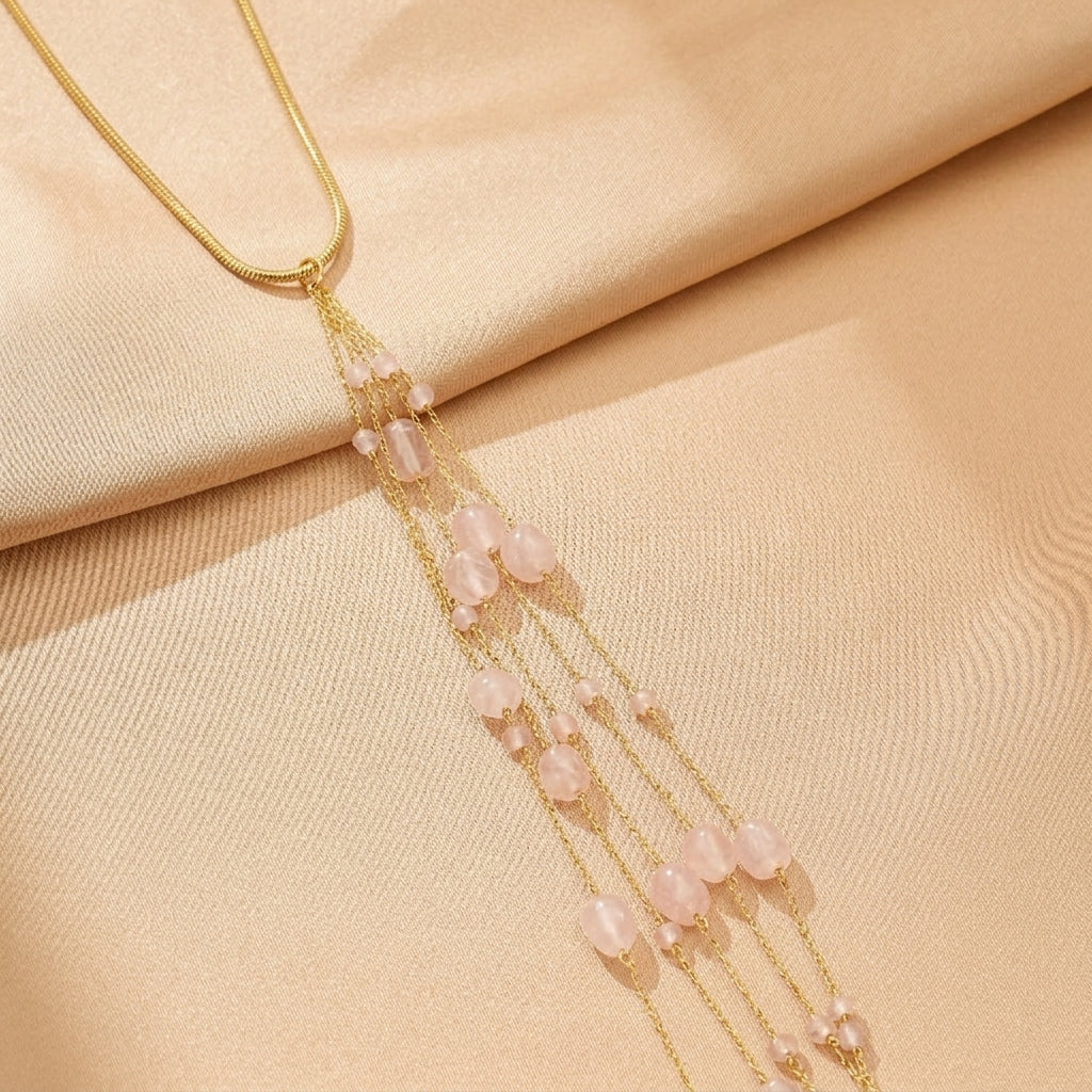 Collier Quartz Rose – Cascade Lumineuse
