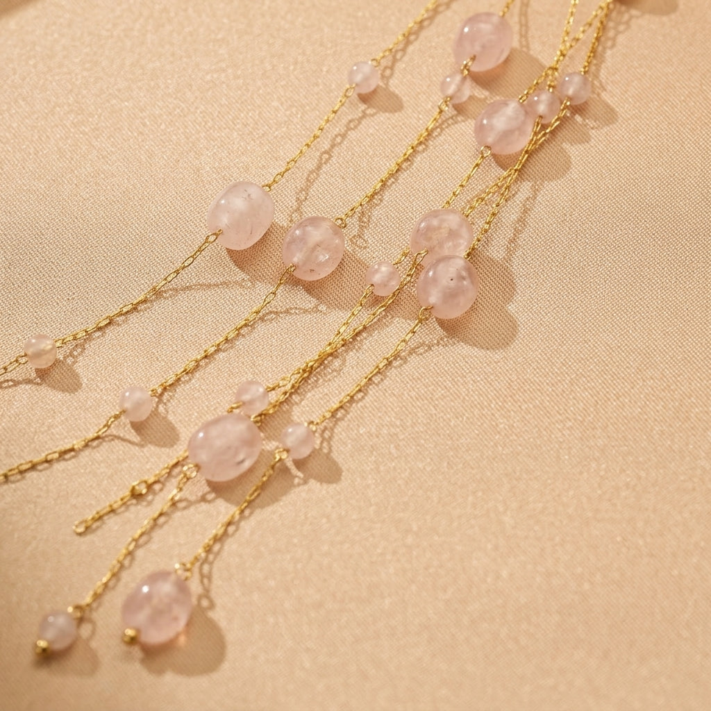 Collier Quartz Rose – Cascade Lumineuse
