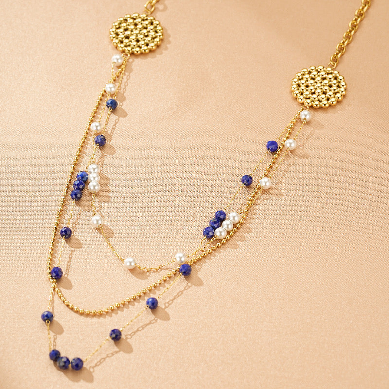 Collier Lapis Lazuli et Perle – Nuit Magique
