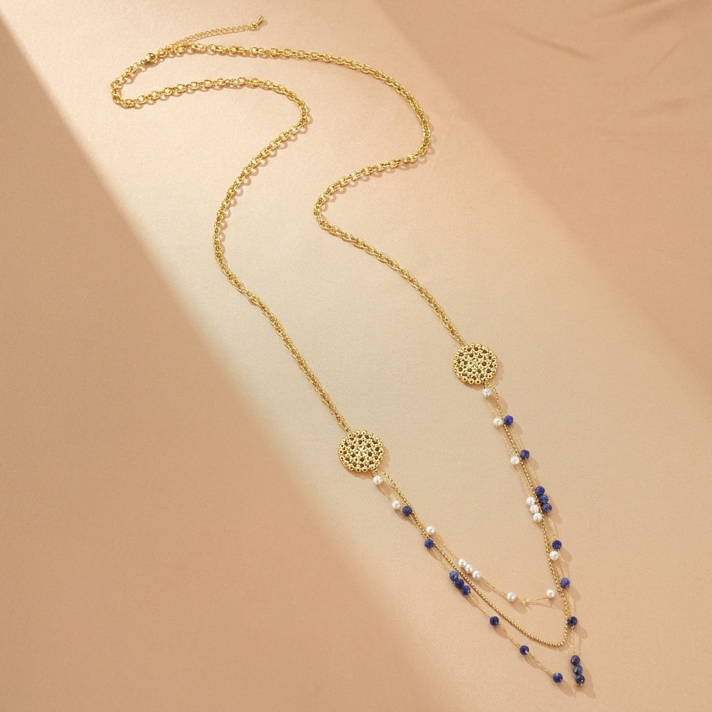 Collier Lapis Lazuli et Perle – Nuit Magique