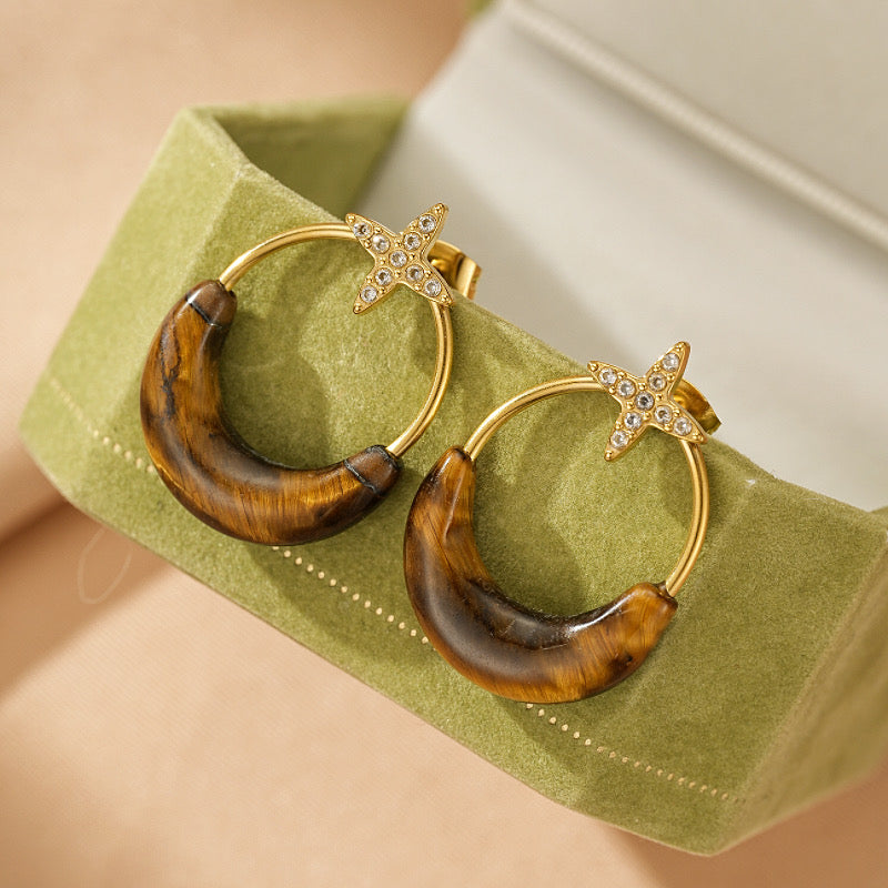 Lapis Lazuli / Tiger's Eye Earrings – Lunar Radiance