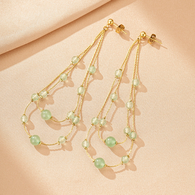 Boucles d'Oreilles Aventurine / Améthyste  – Cascade Douce