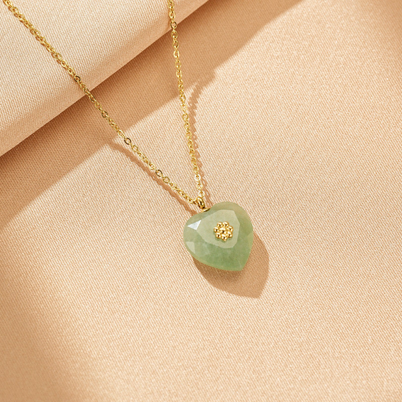Collier Quartz Rose / Aventurine – Cœur Doux
