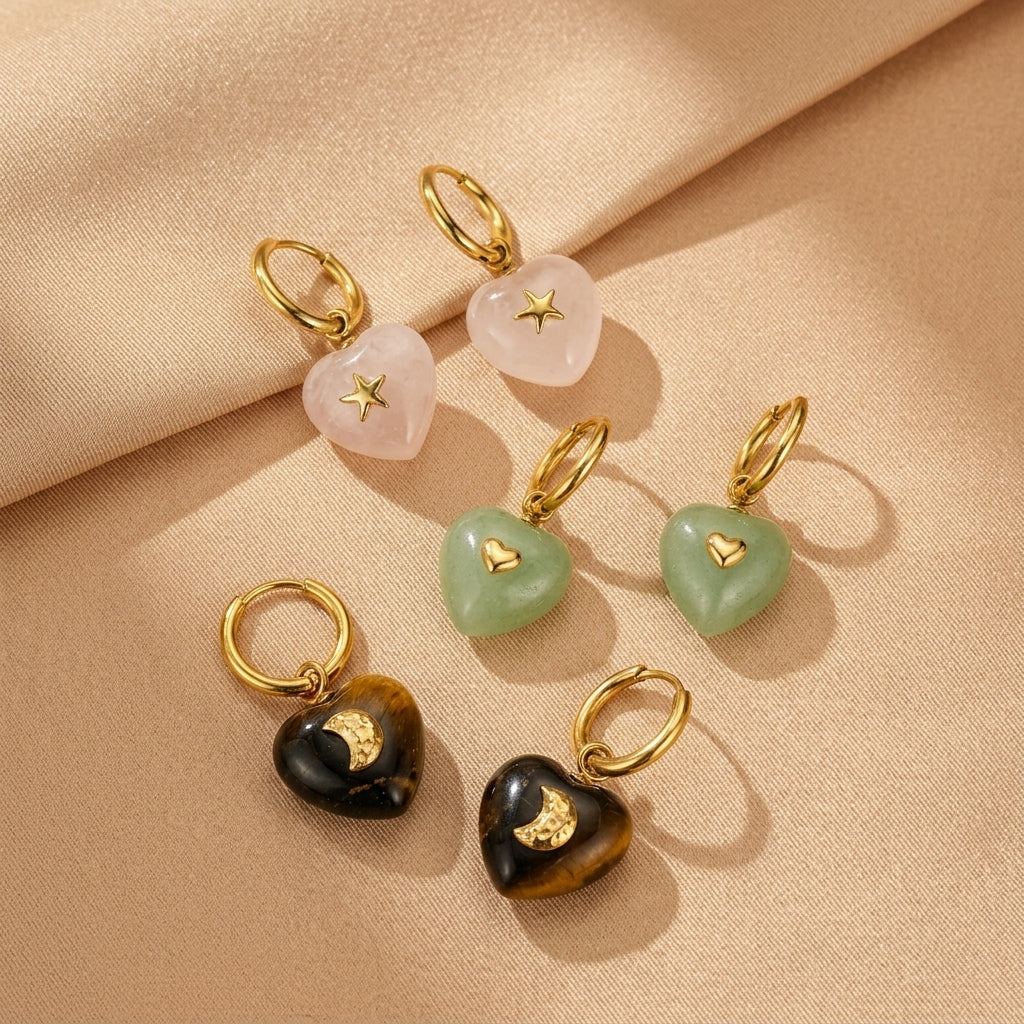 Boucles d'Oreilles Pierres Naturelles – Éclat Amoureux
