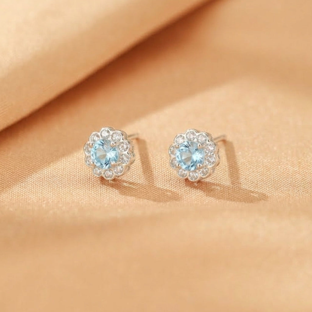 Boucles d'Oreilles Topaze – Fleur d'Eden, Argent