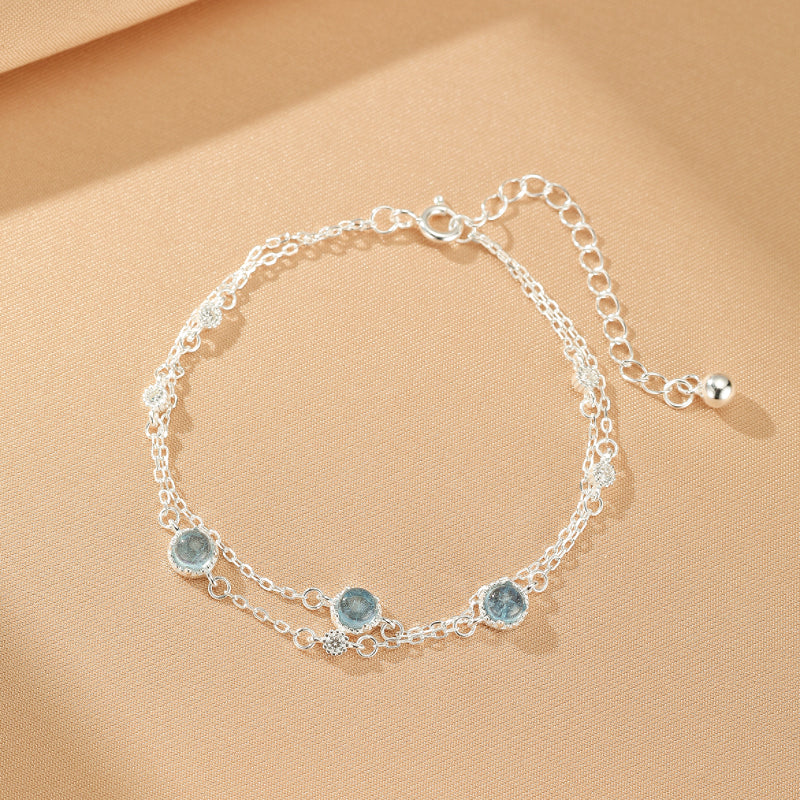 Aquamarine Bracelet – Blue Serenity, 925 Silver