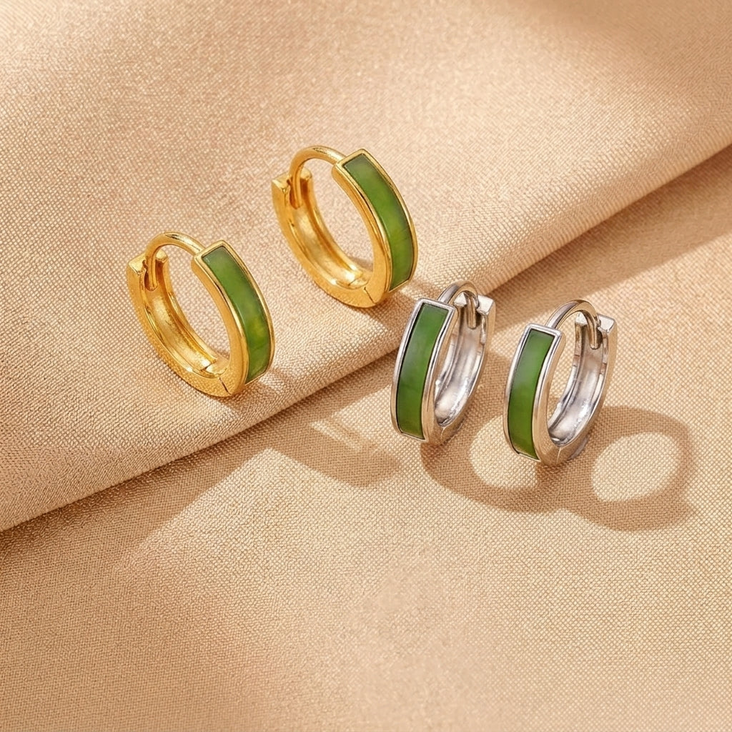 Boucles d'Oreilles Jade Néphrite – Divine Élégance, Argent