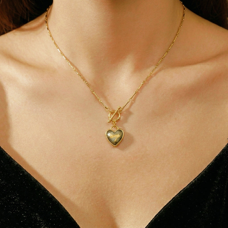 Collier Labradorite – Cœur Heureux
