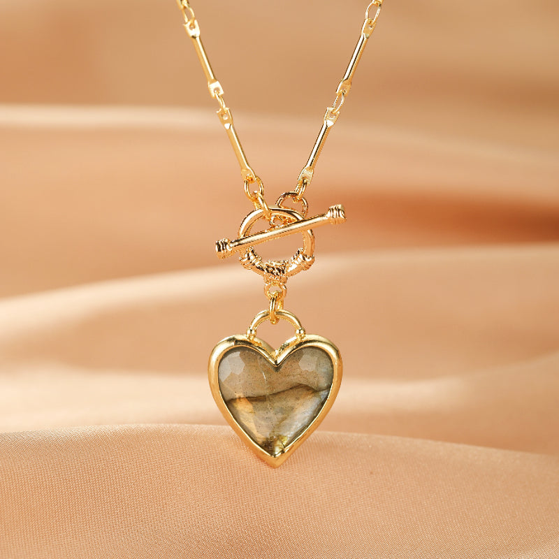 Collier Labradorite – Cœur Heureux