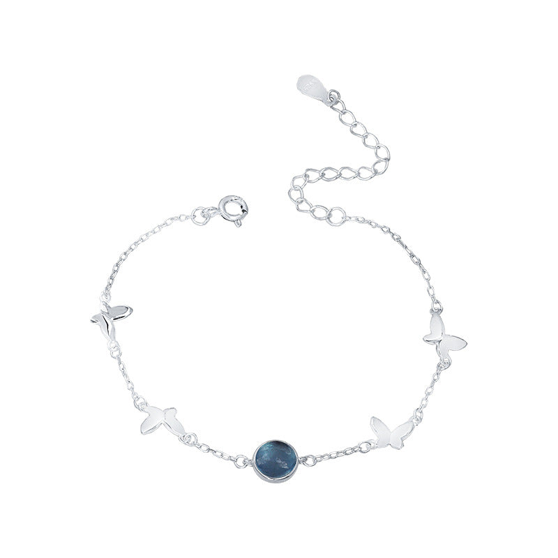 Aquamarine Bracelet – Ocean Butterfly, 925 Silver