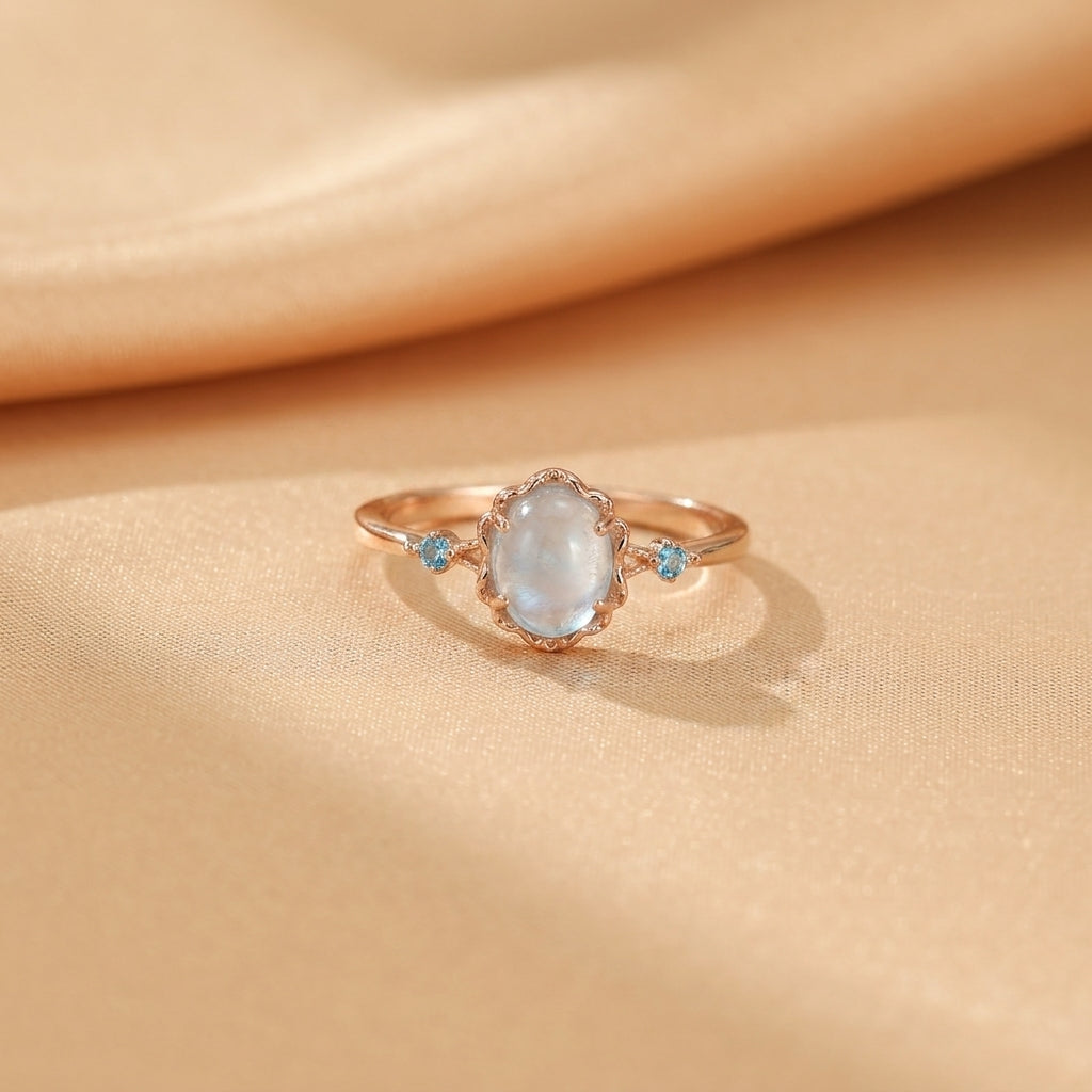Bague Aigue marine – Éclat Céleste, Argent Plaqué Or
