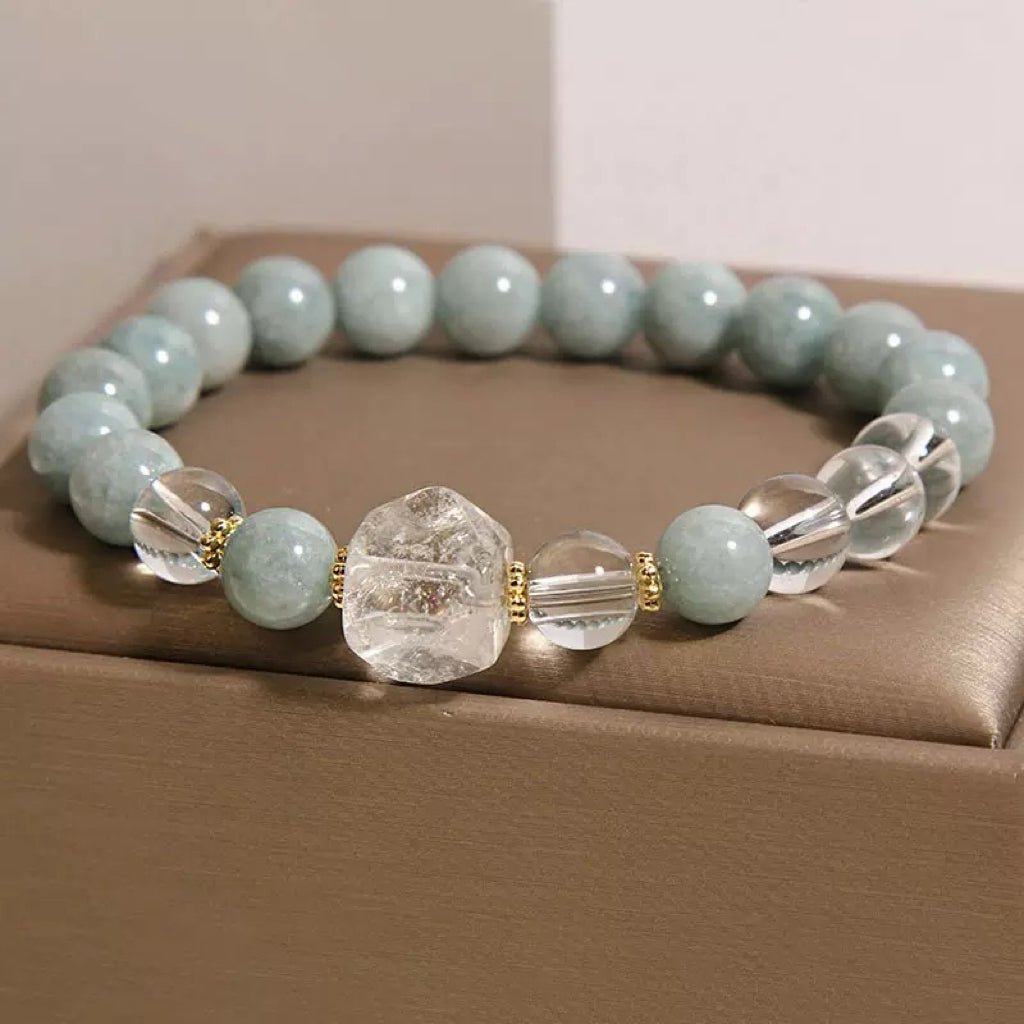 Bracelet Jade et Cristal de Roche – Clarté Céleste