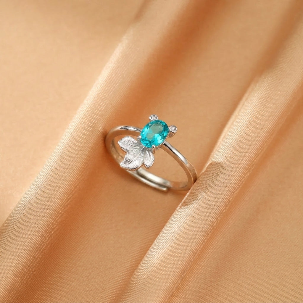 Bague Topaze – Feuille Enchantée, Argent