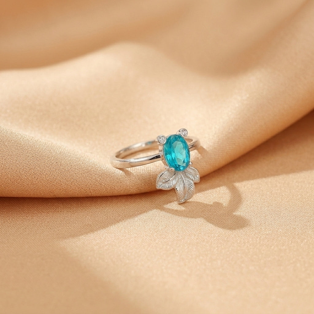 Topaz Ring – Enchanted Leaf, Silver