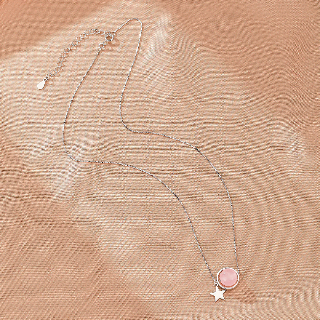 Collier Quartz Rose – Rêve Astral, Argent