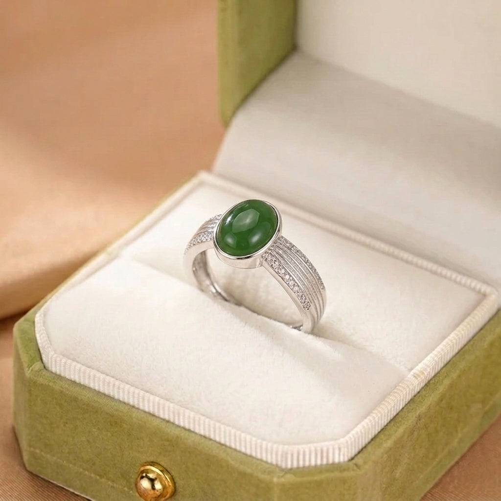 Bague Jade Vert – Héritage Céleste, Argent
