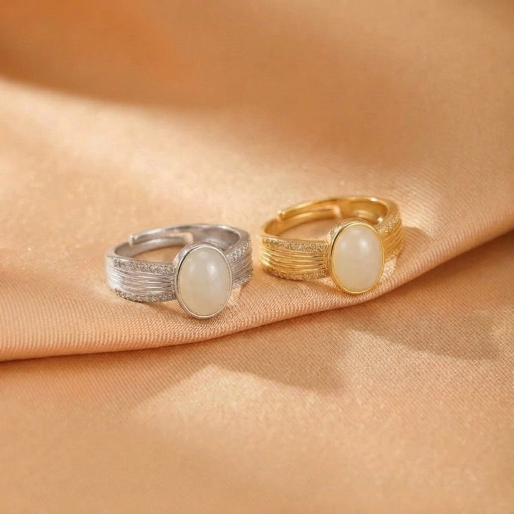 Bague Jade Blanc – Héritage Céleste, Argent