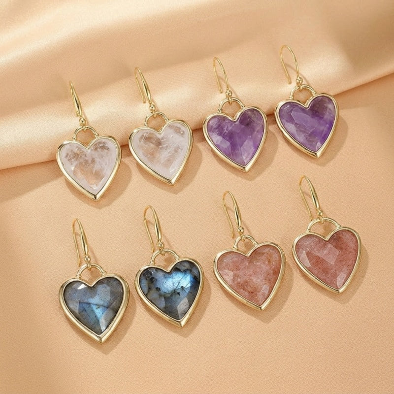 Boucles d'Oreilles Labradorite – Cœur Mystique