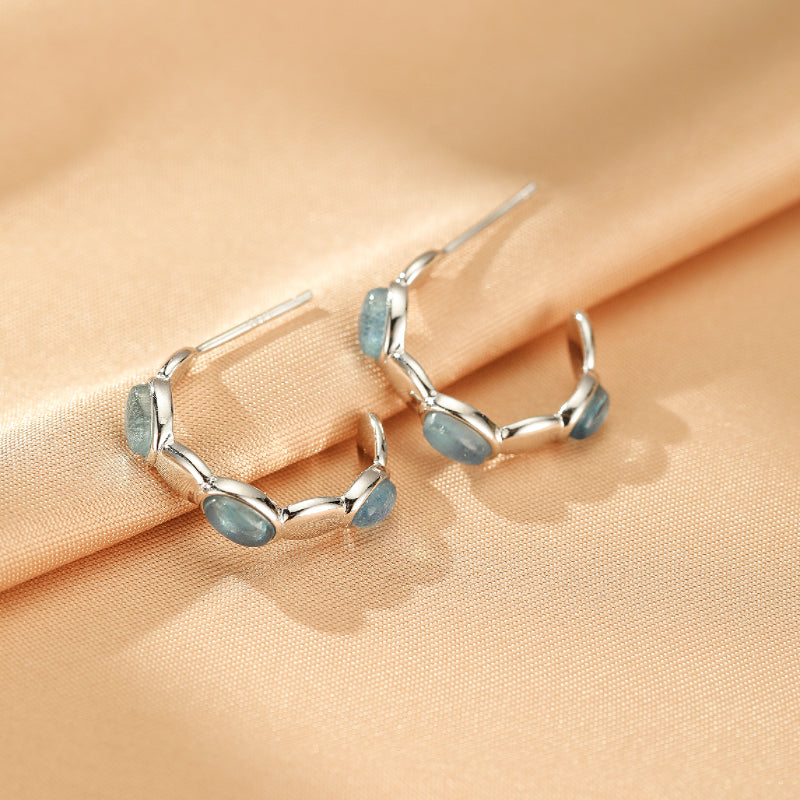 Boucles d'oreilles Aigue marine – Reflets Océan, Argent