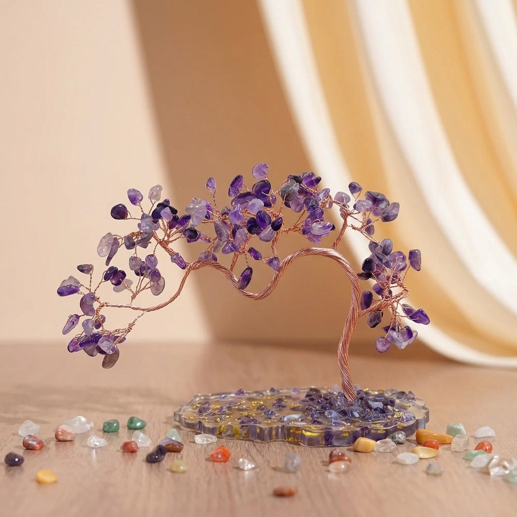 Arbre de Vie Citrine, Améthyste, Aventurine et 7 Chakras – Sept Énergies, Agate