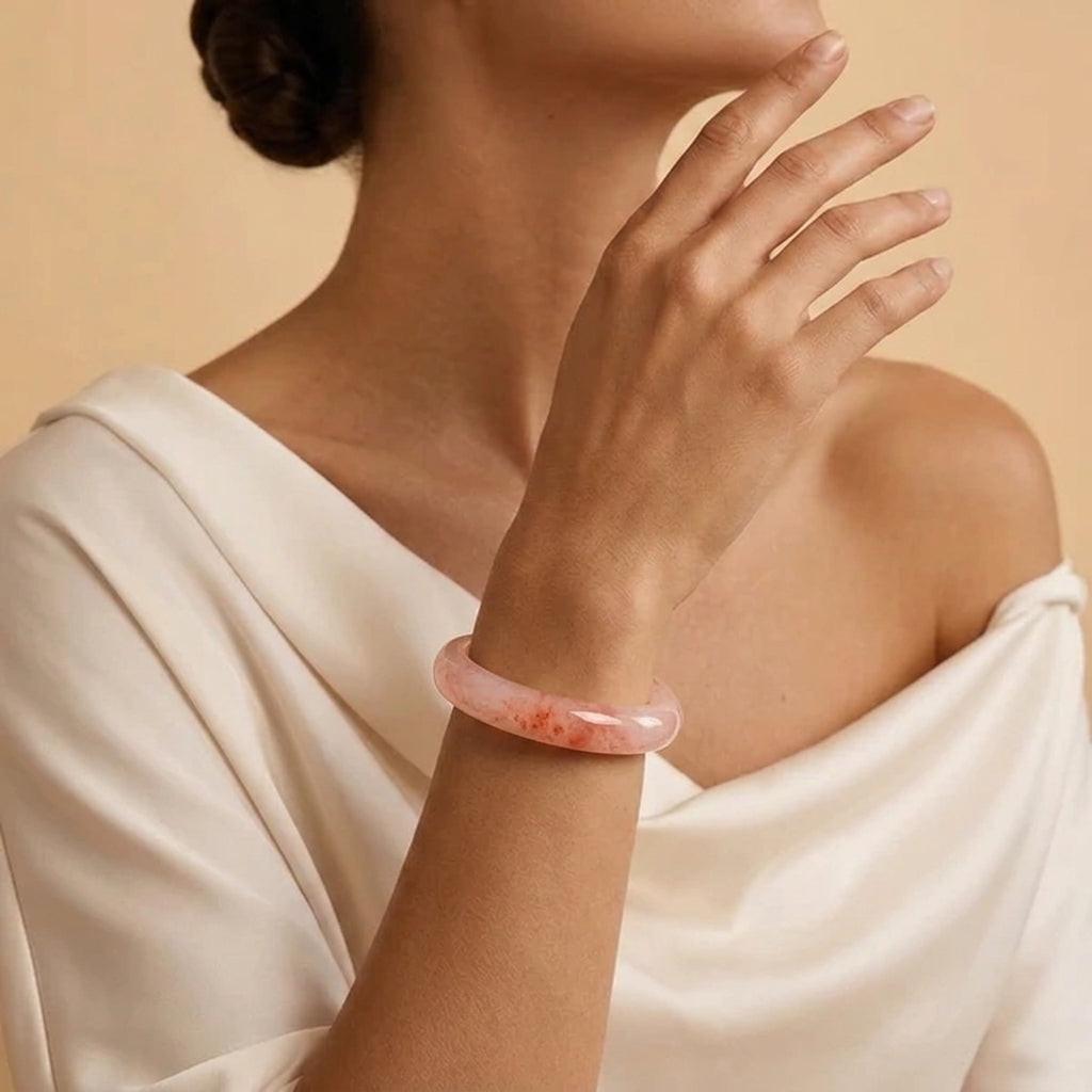Bracelet Jonc Quartz Fraise – Fleur d’Horizon