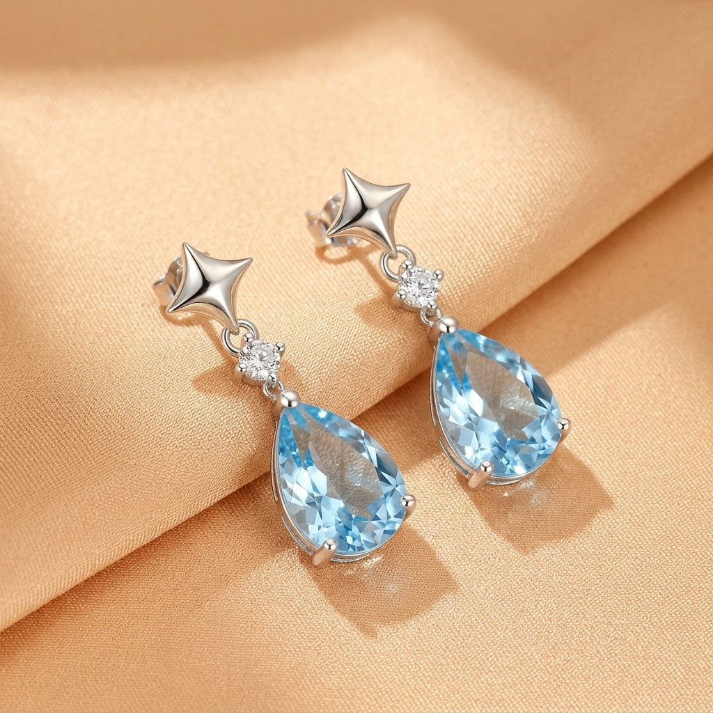 Topaz Earrings – Azure Sparkle, Silver