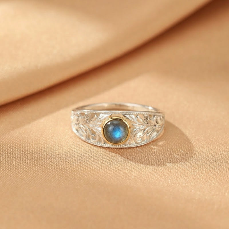 Bague Labradorite – Feuillage Céleste, Argent