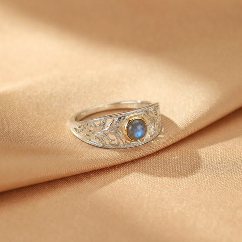 Bague Labradorite – Feuillage Céleste, Argent